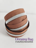 #3 and #5 Zipper Tape Tan with coloured nylon teeth