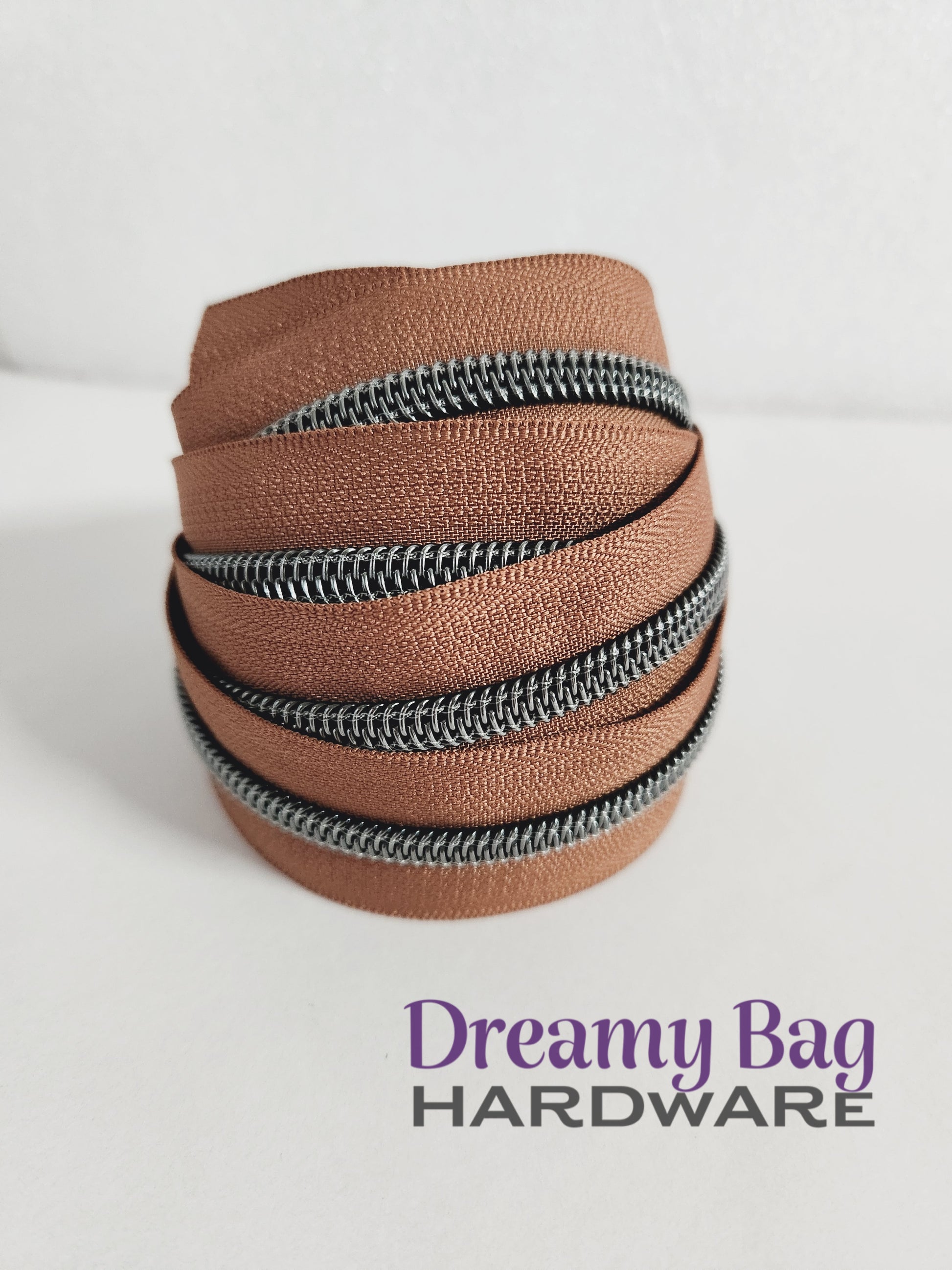 #3 and #5 Zipper Tape Tan with coloured nylon teeth