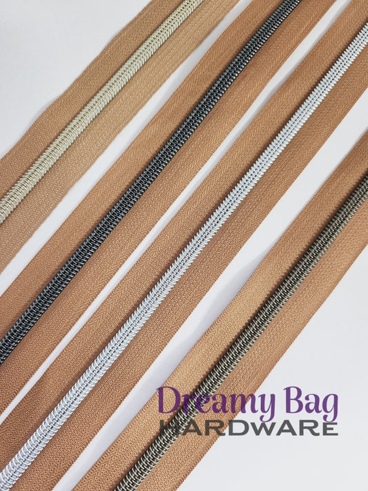 #5 Zipper Tape Toffee Coloured nylon teeth