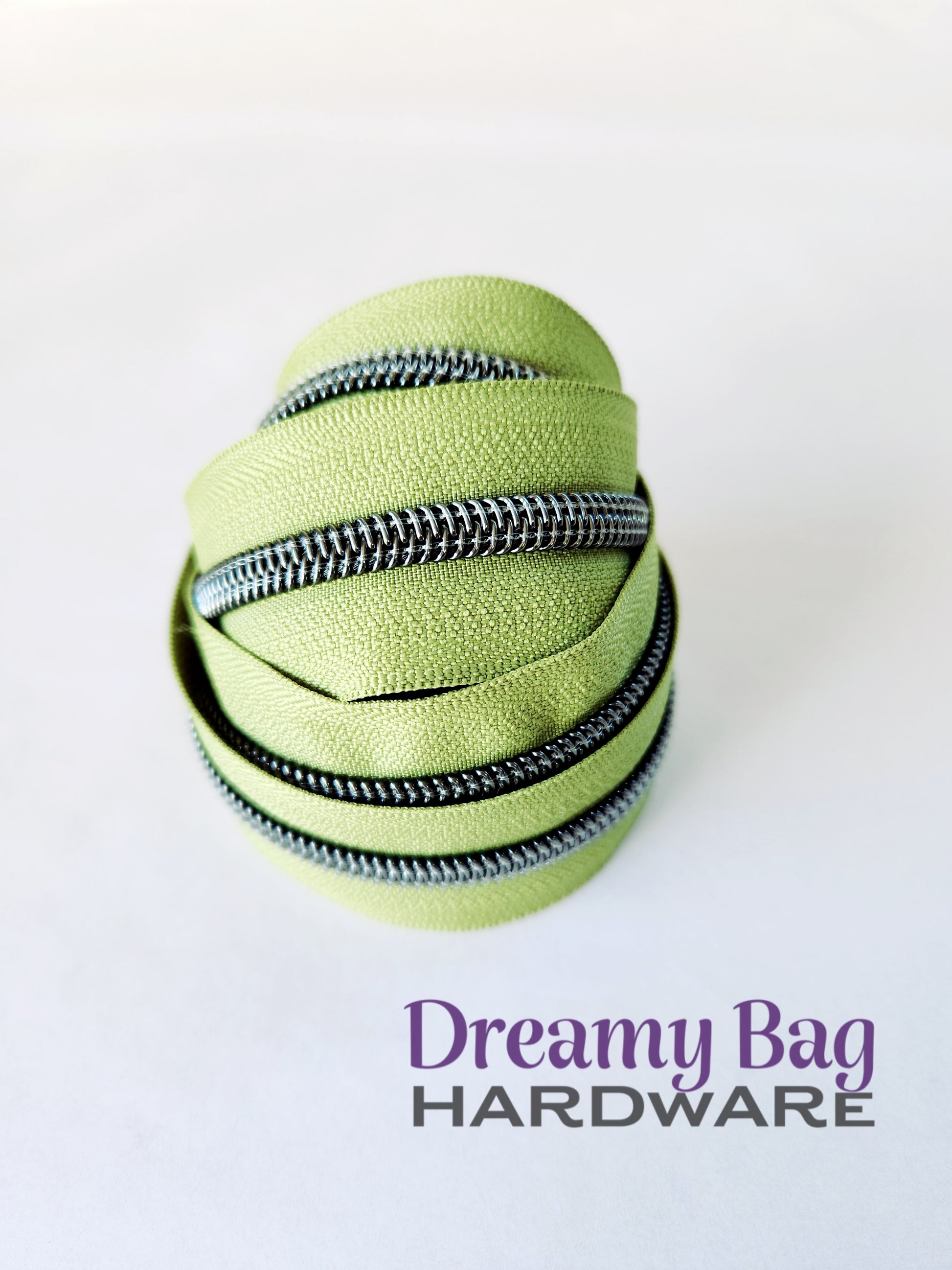 #3 and #5 Zipper Tape Light Green with Coloured Nylon Teeth