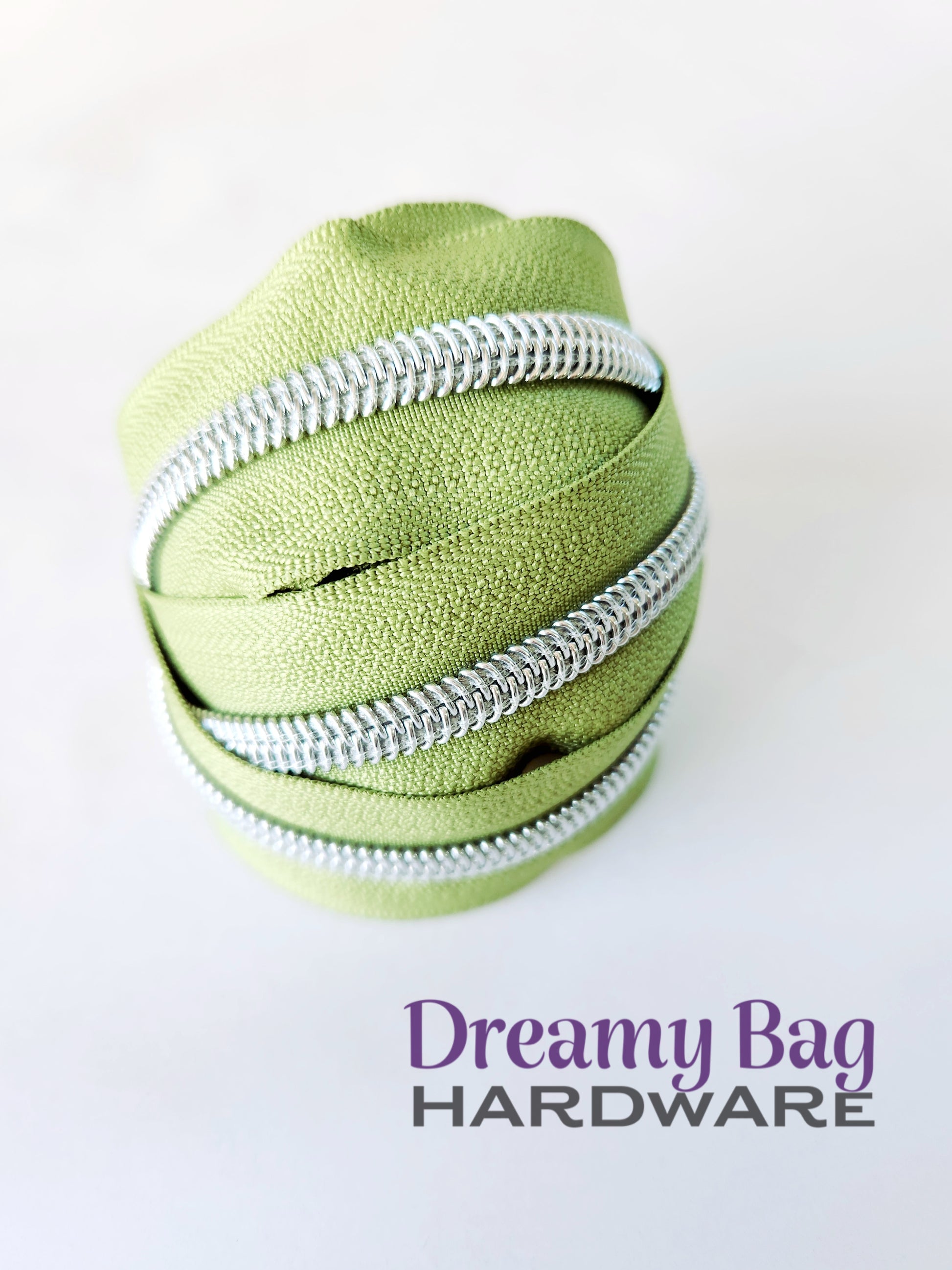 #3 and #5 Zipper Tape Light Green with Coloured Nylon Teeth