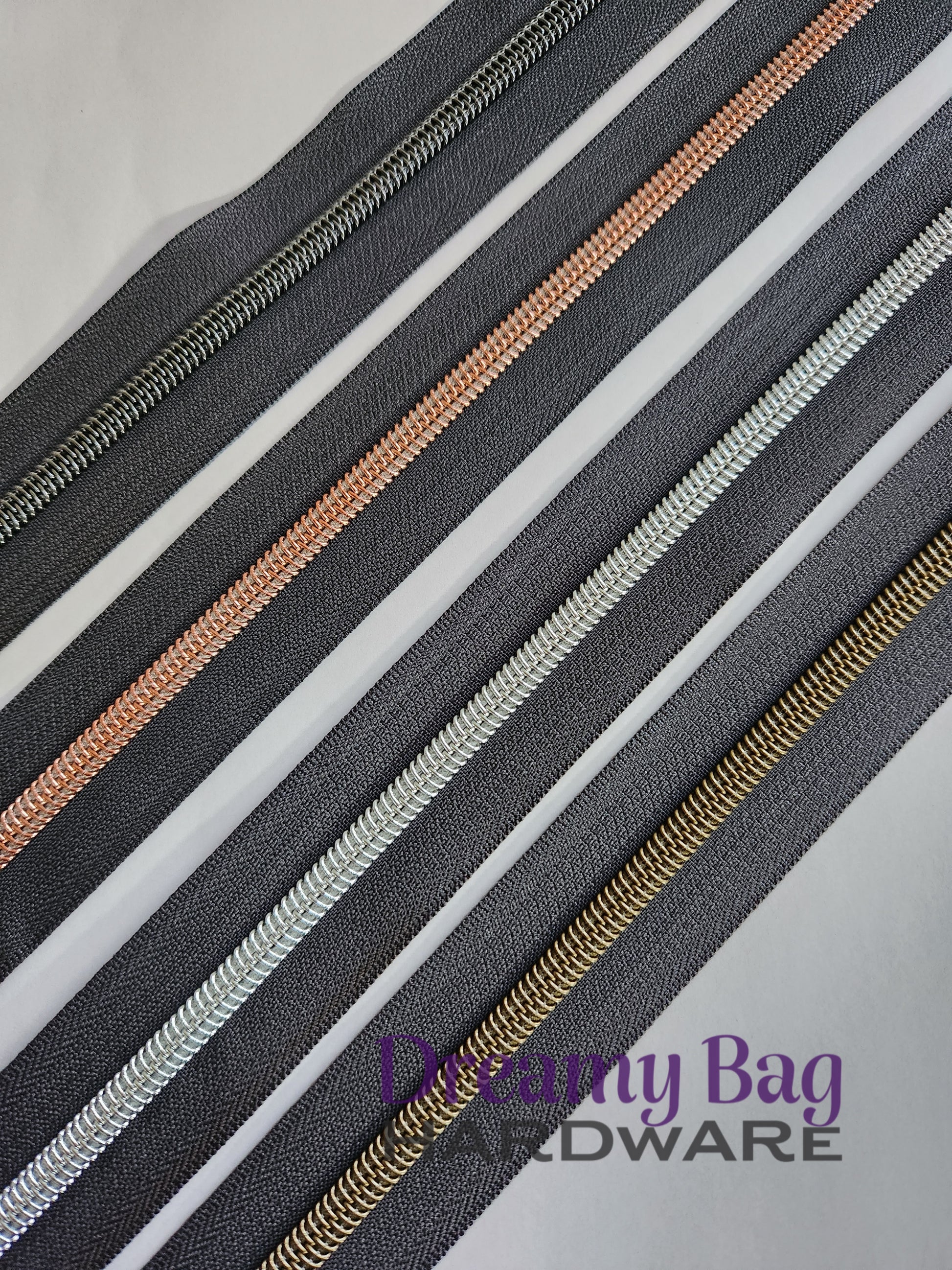 #3 and #5 Zipper Tape Dark Grey with Nylon teeth