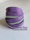 #3 and #5 Zipper Tape Purple with Coloured Nylon Teeth