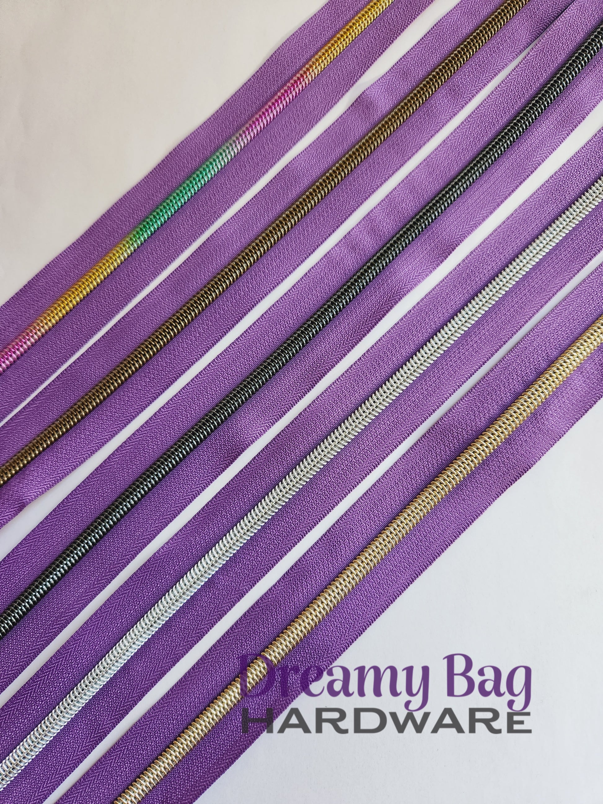 #3 and #5 Zipper Tape Purple with Coloured Nylon Teeth