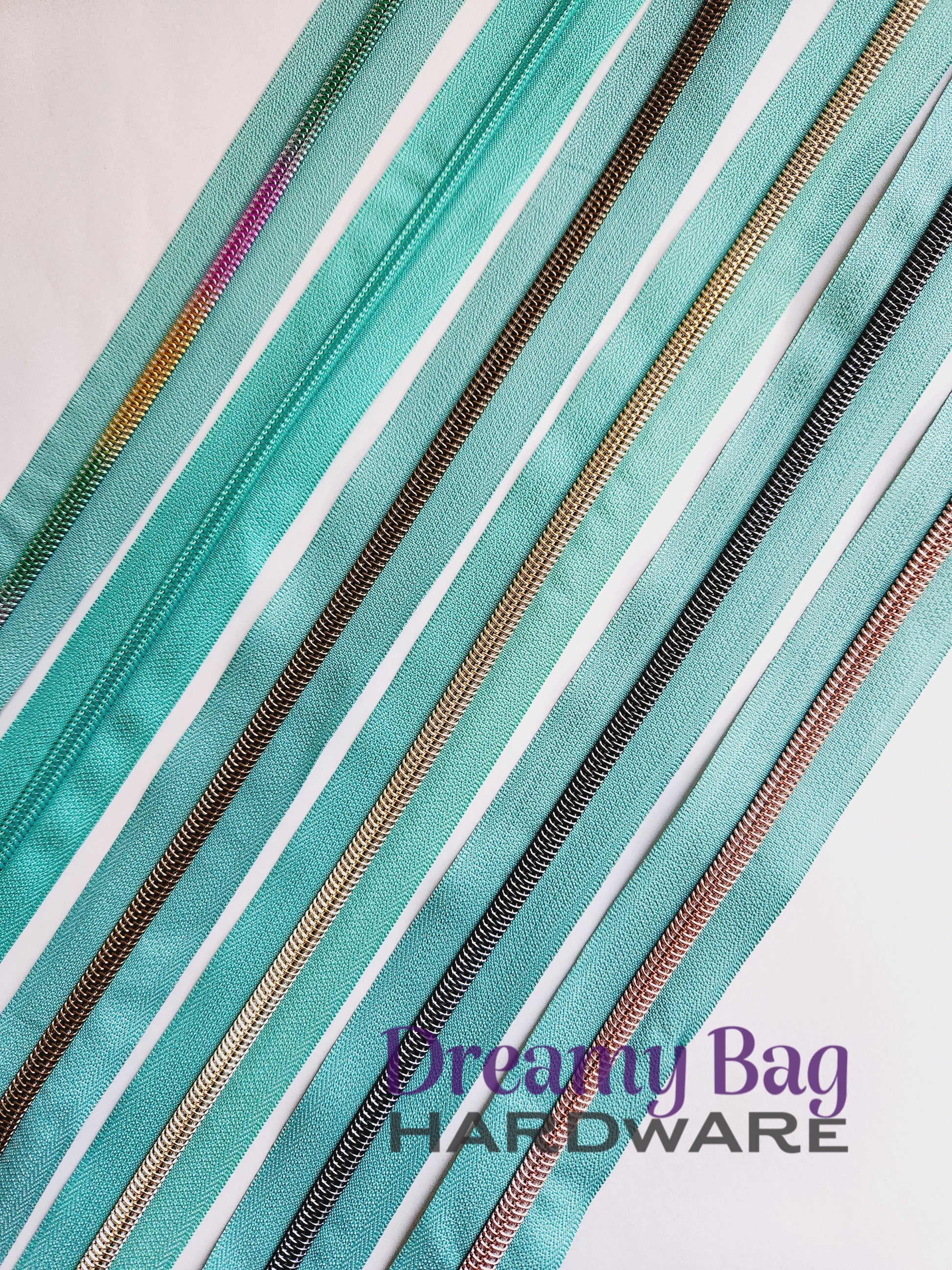 #3 and #5 Zipper Tape Light Teal (Mint) with nylon teeth