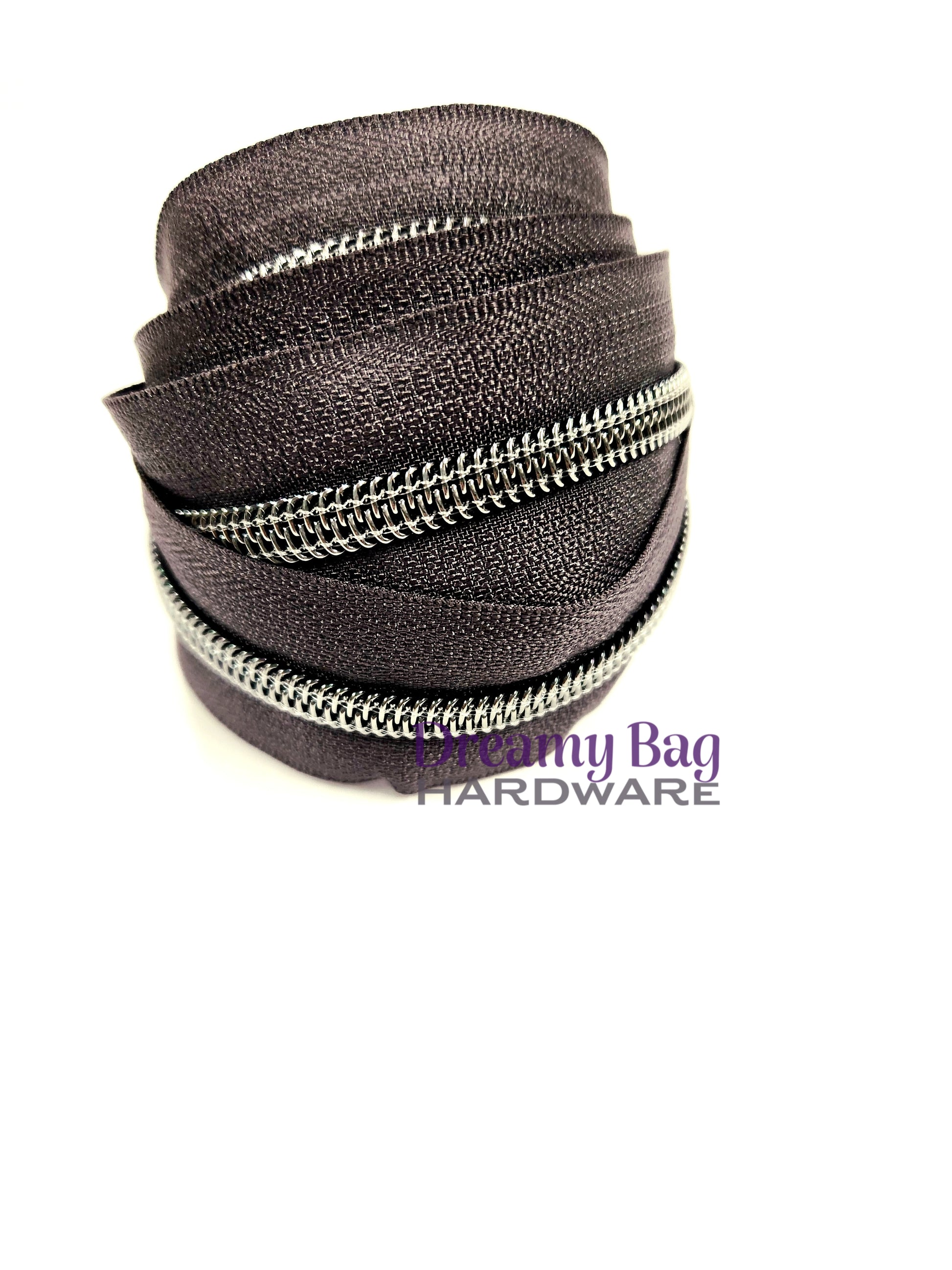 #3 and #5 Zipper Tape Black Plum with nylon teeth