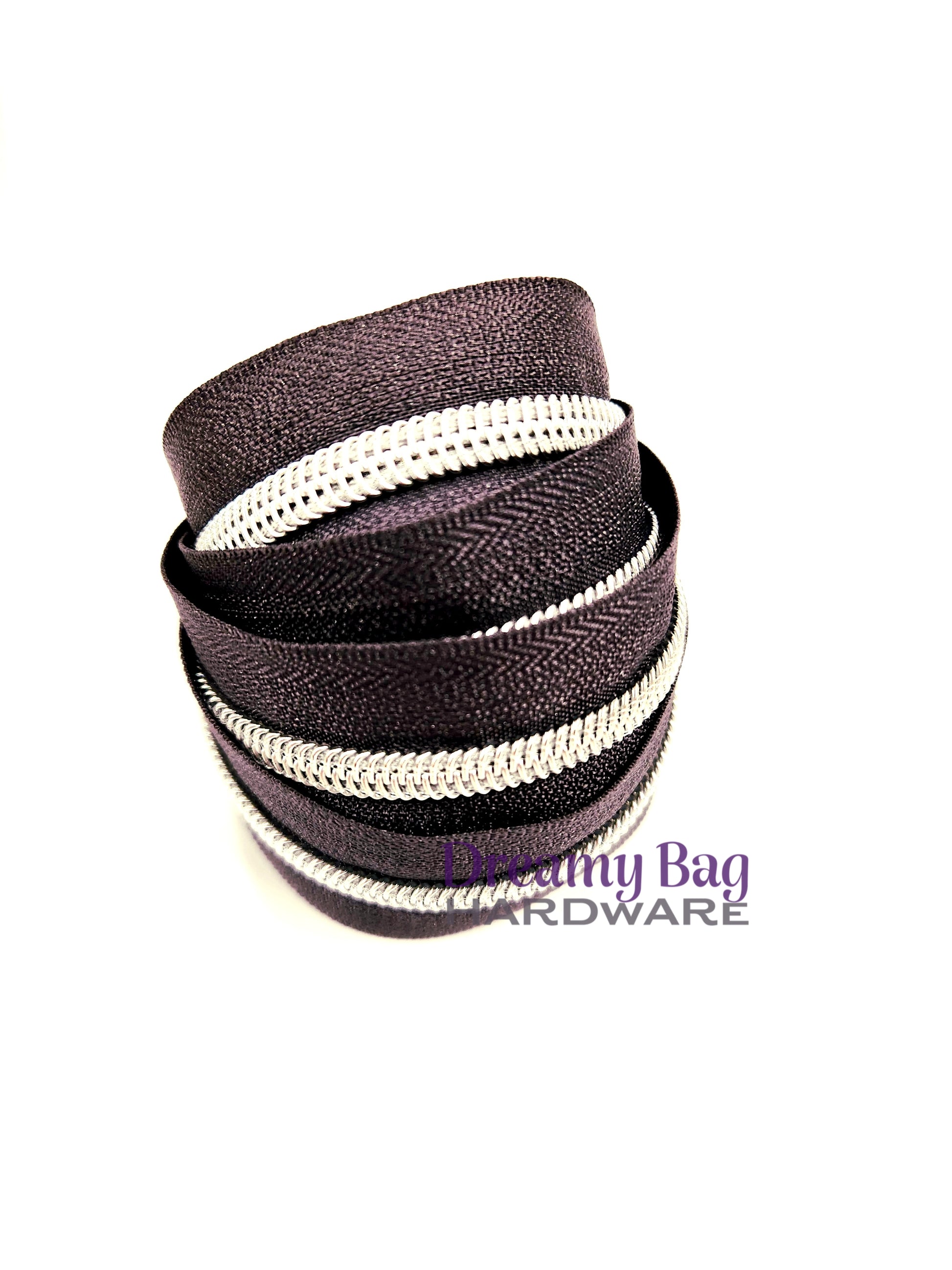 #3 and #5 Zipper Tape Black Plum with nylon teeth