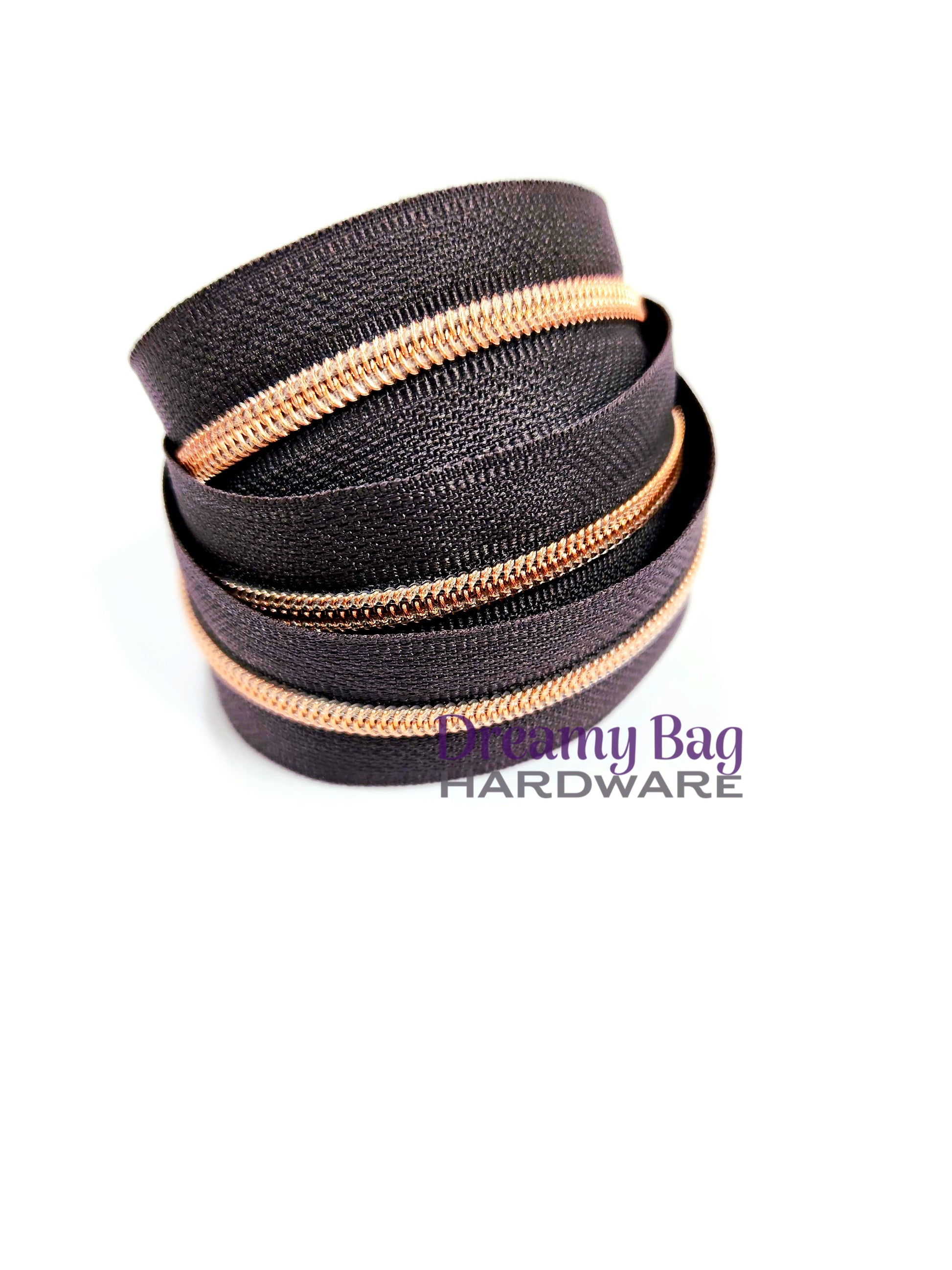 #3 and #5 Zipper Tape Black Plum with nylon teeth