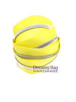 #3 and #5 Zipper Tape Yellow with Coloured Nylon Teeth