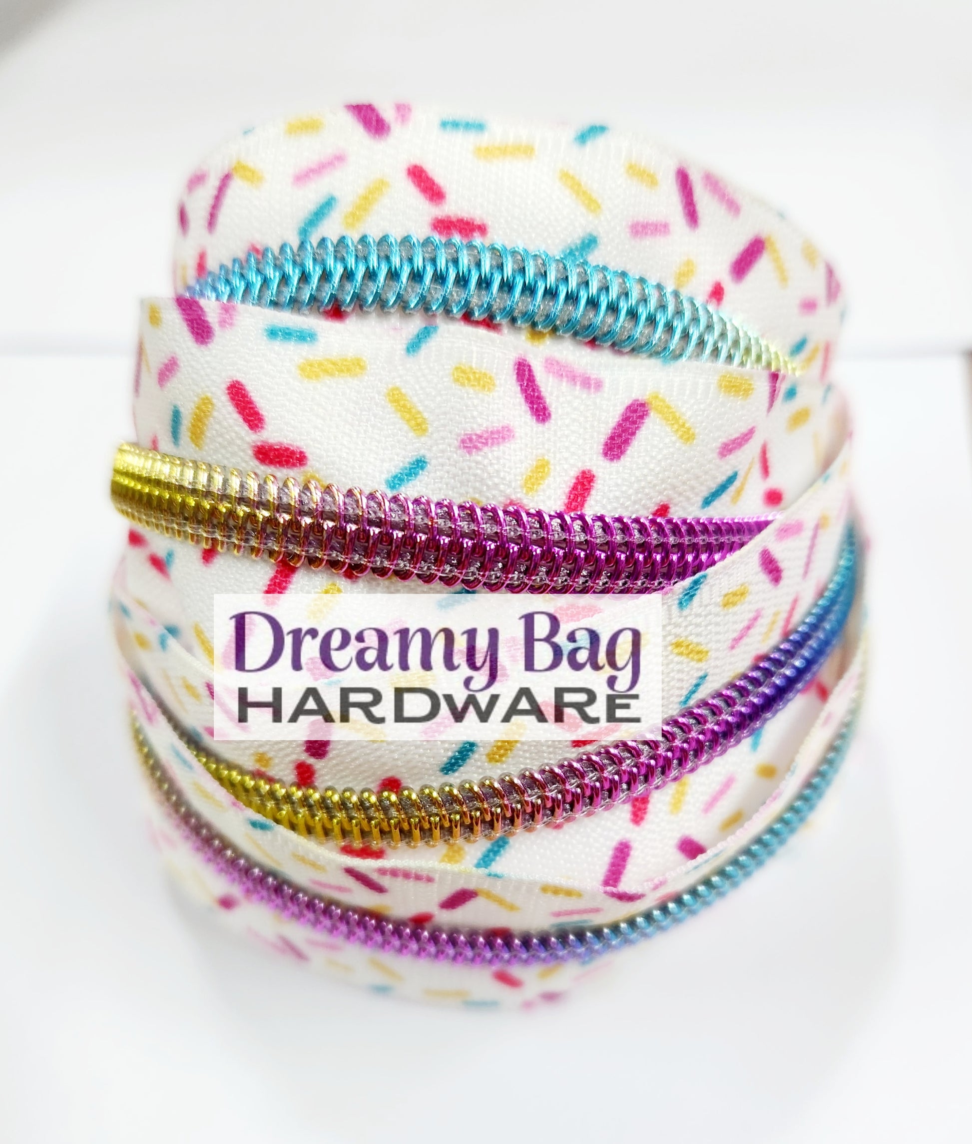 #5 Zipper tape Sprinkles with Bright Rainbow nylon teeth