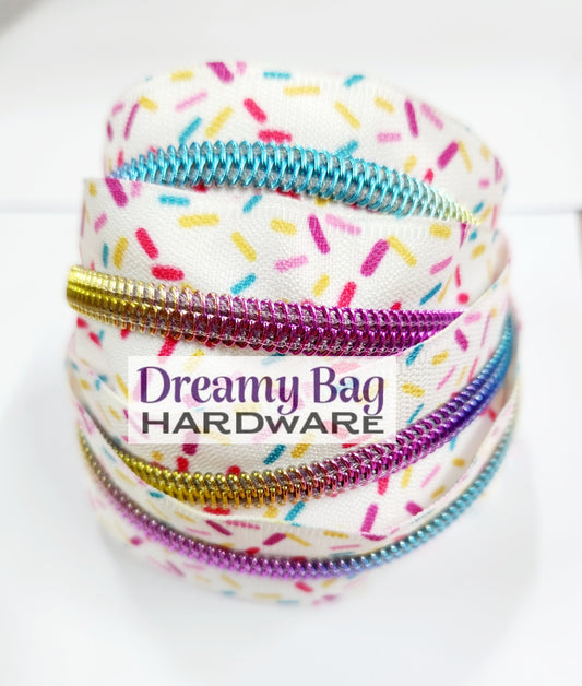 #5 Zipper tape Sprinkles with Bright Rainbow nylon teeth