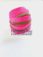 #3 and #5 Zipper Tape Hot Pink with nylon teeth