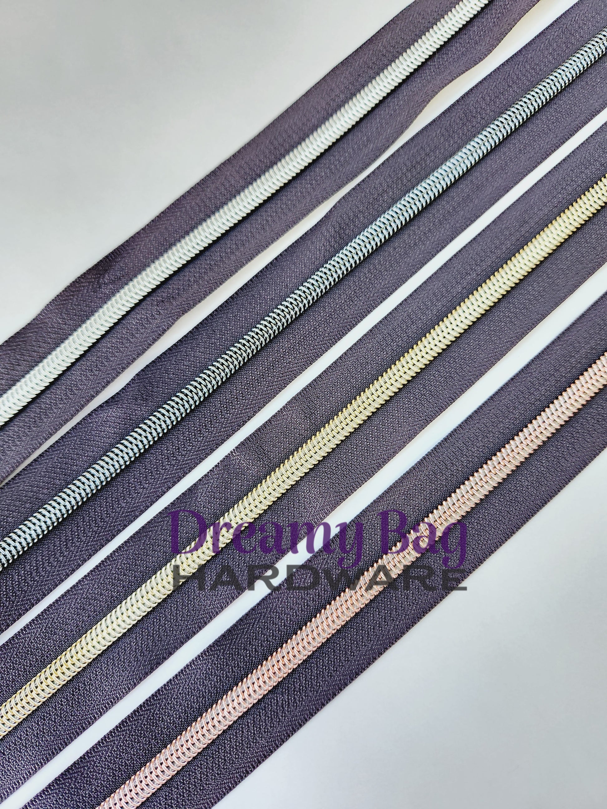 #3 and #5 Zipper Tape Black Plum with nylon teeth