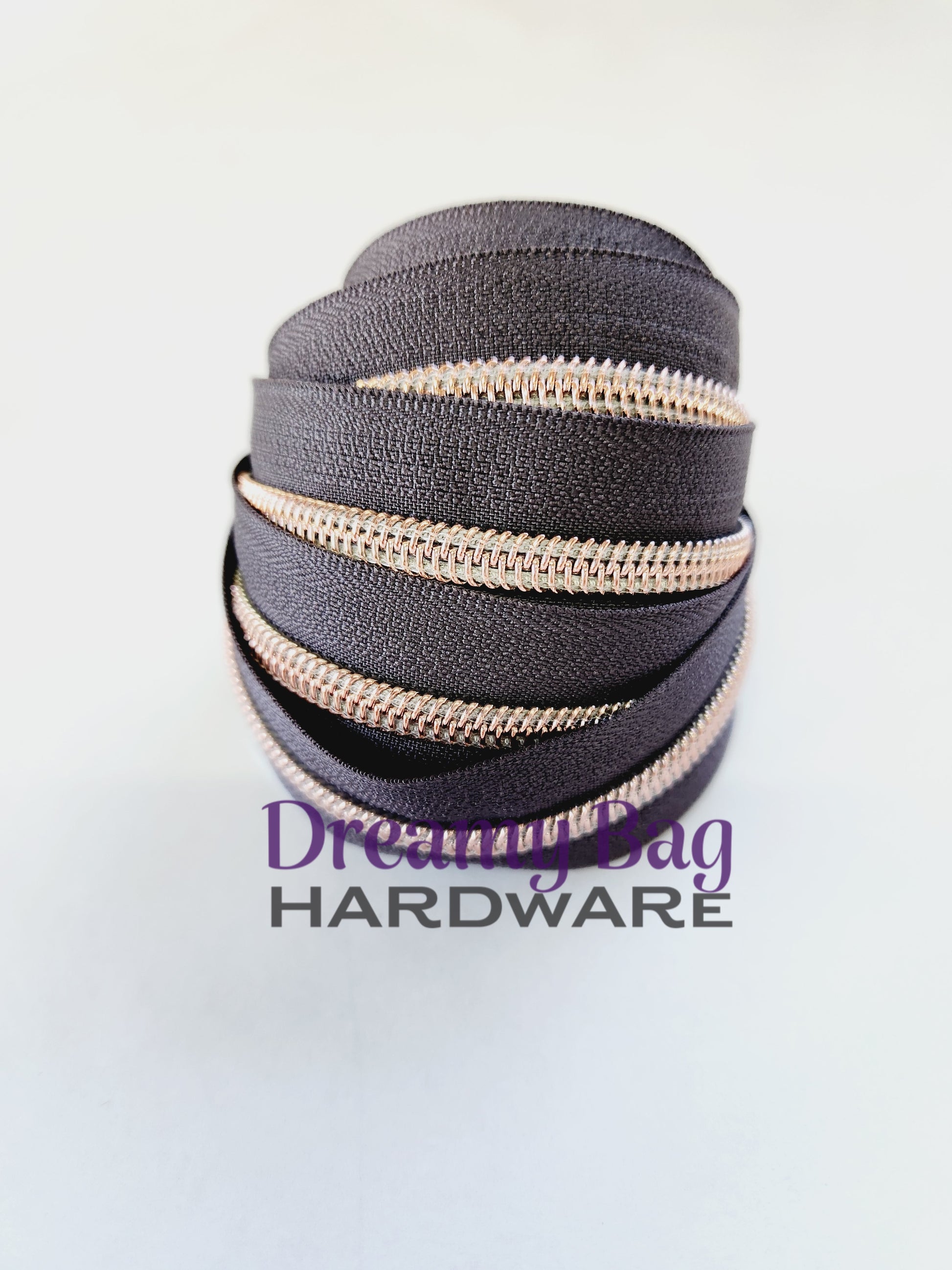 #3 and #5 Zipper Tape Black Plum with nylon teeth