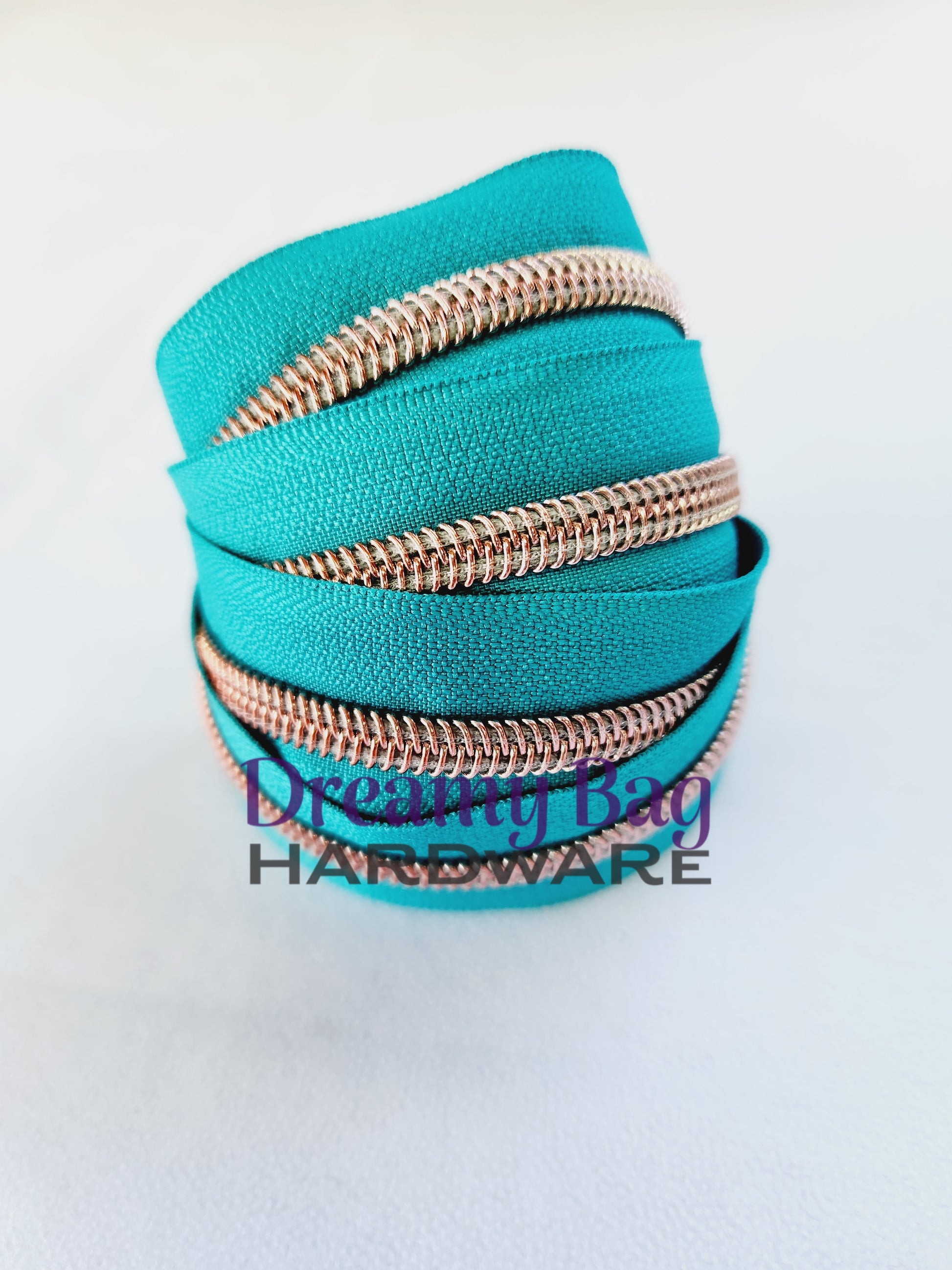 #3 and #5 Zipper Tape Aqua (Dark teal) with coloured nylon teeth