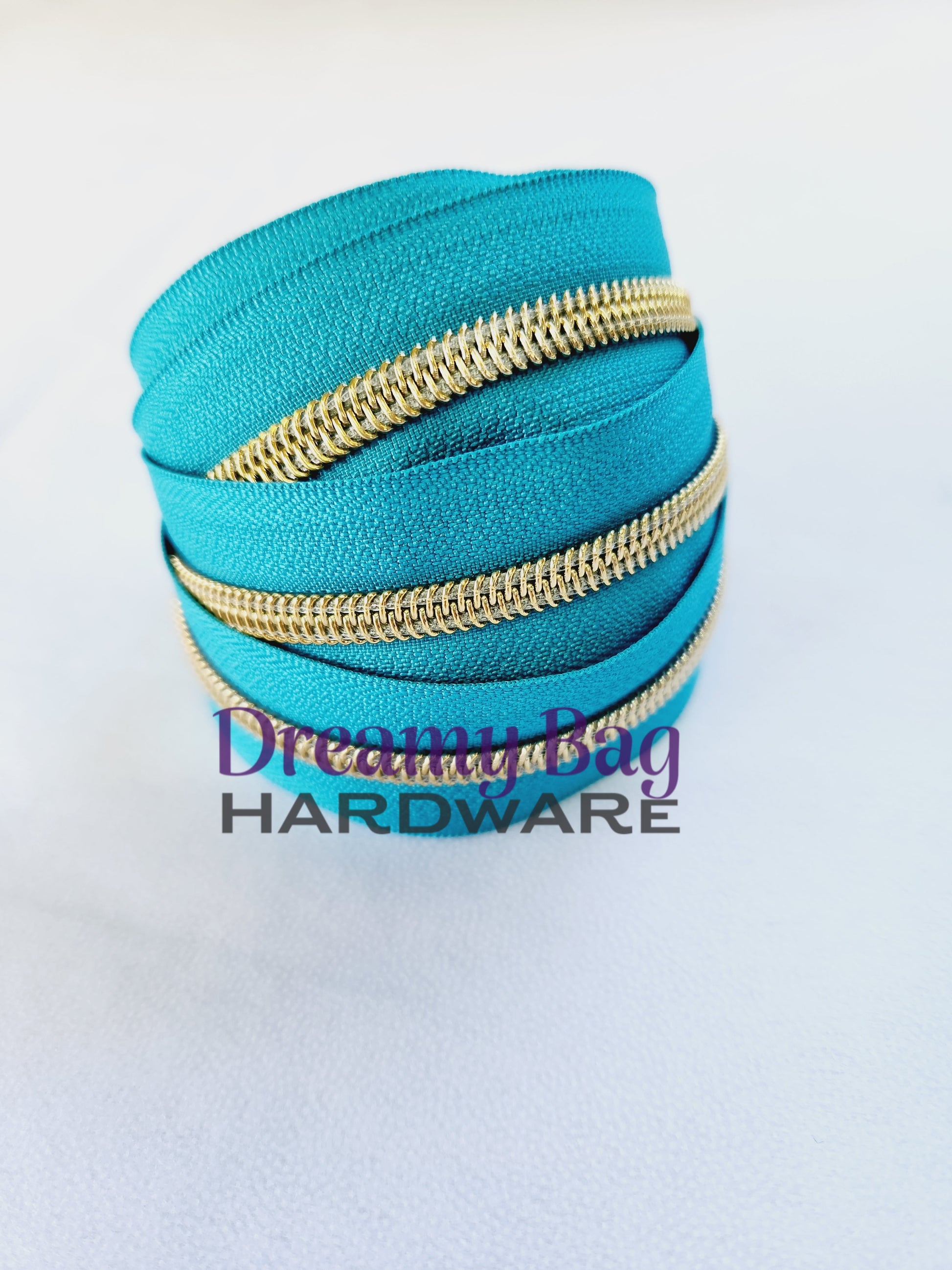 #3 and #5 Zipper Tape Aqua (Dark teal) with coloured nylon teeth