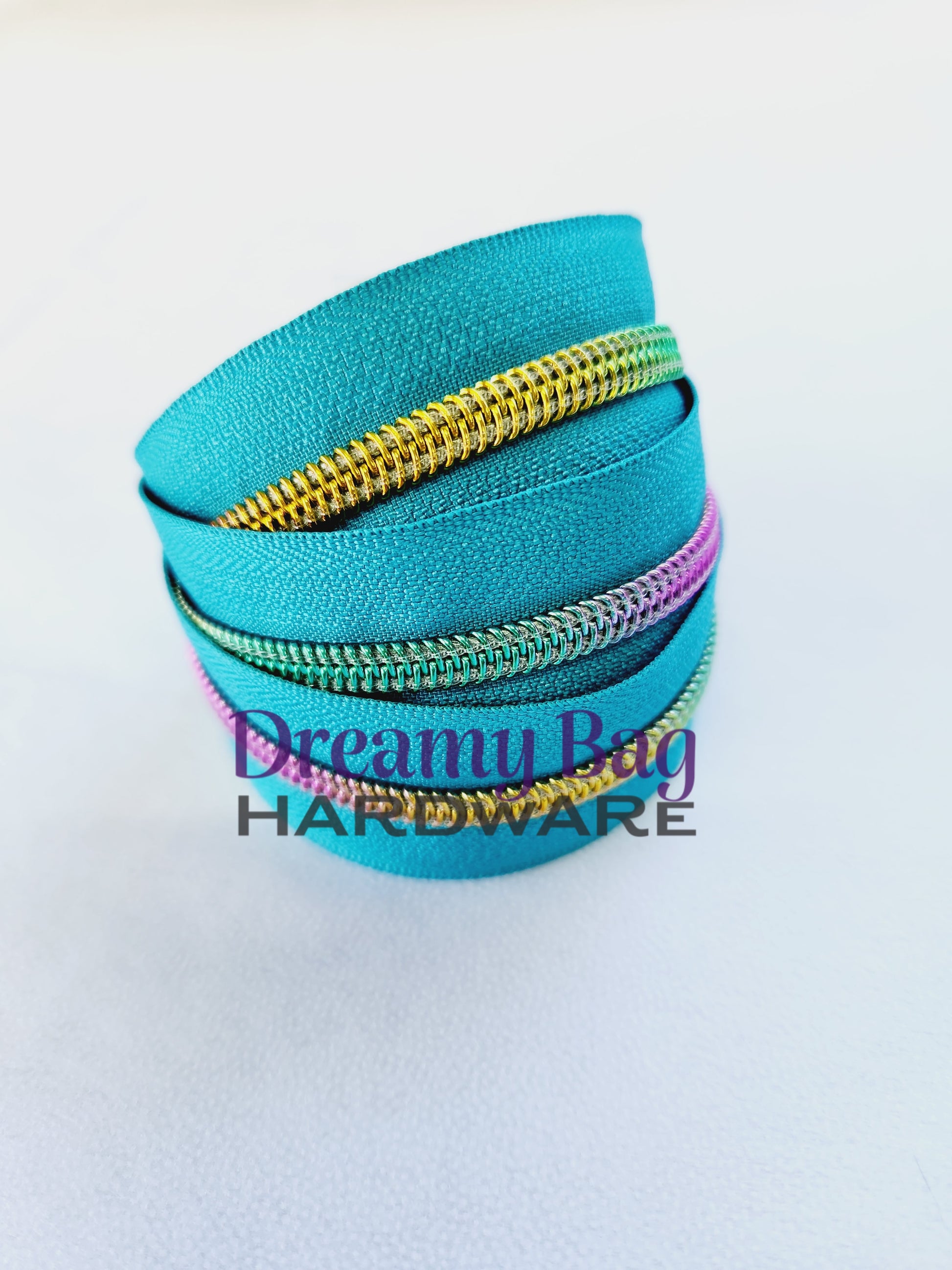 #3 and #5 Zipper Tape Aqua (Dark teal) with coloured nylon teeth