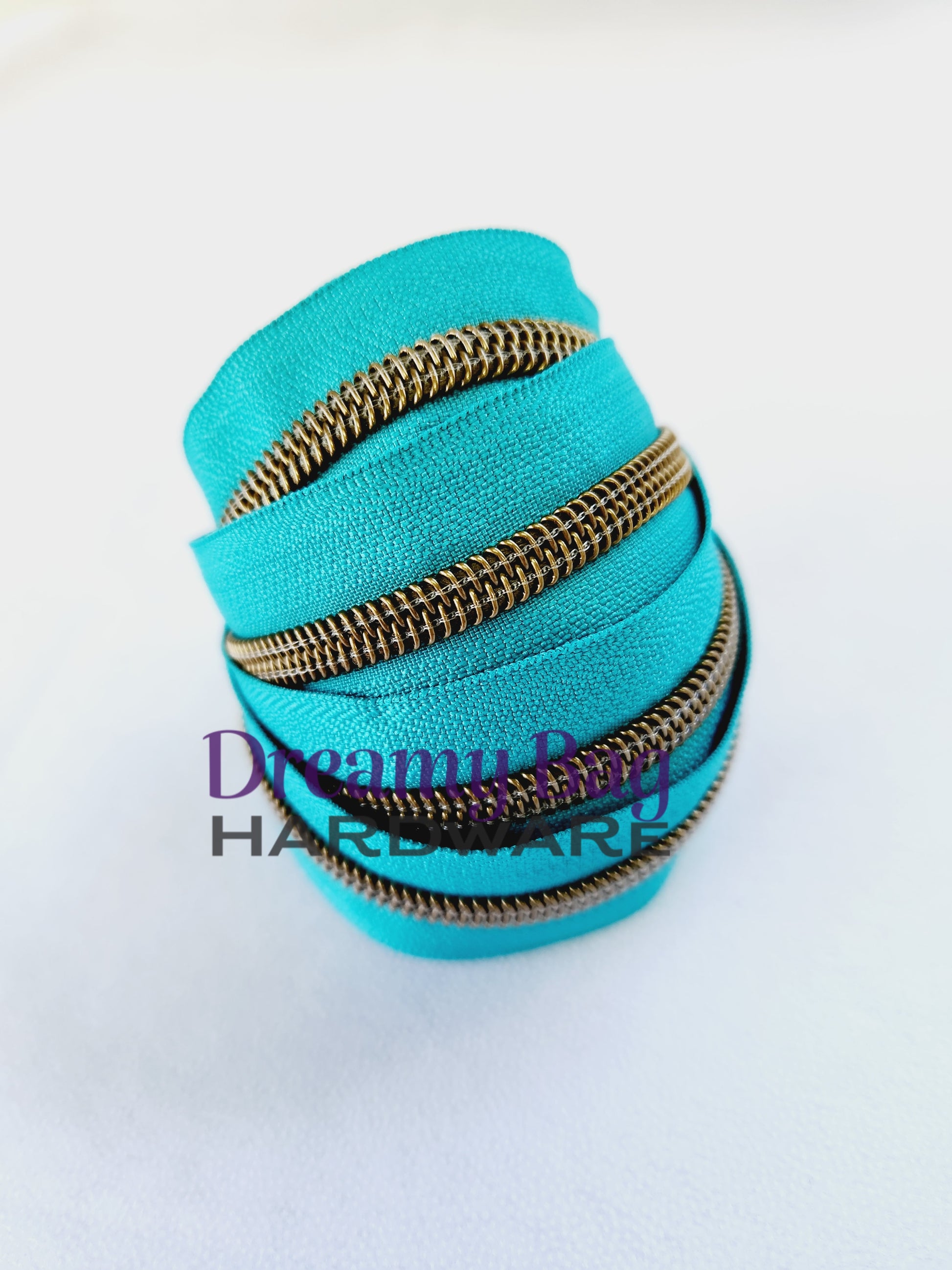 #3 and #5 Zipper Tape Aqua (Dark teal) with coloured nylon teeth
