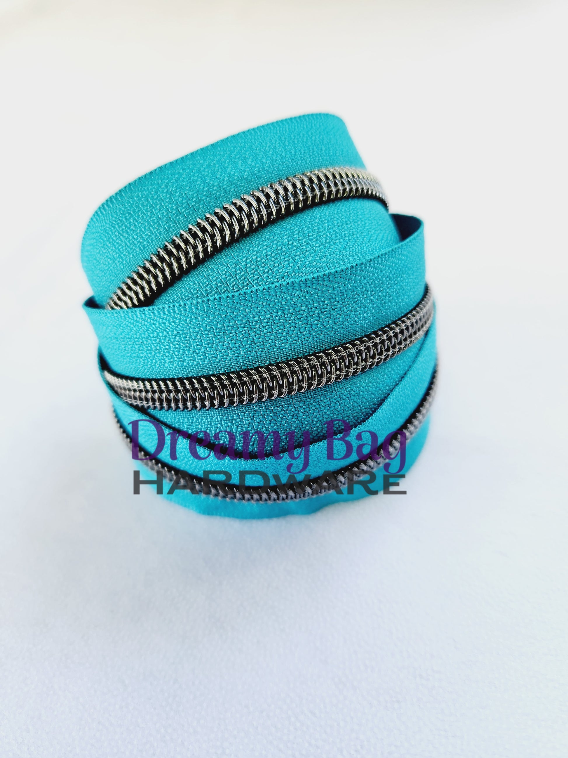 #3 and #5 Zipper Tape Aqua (Dark teal) with coloured nylon teeth