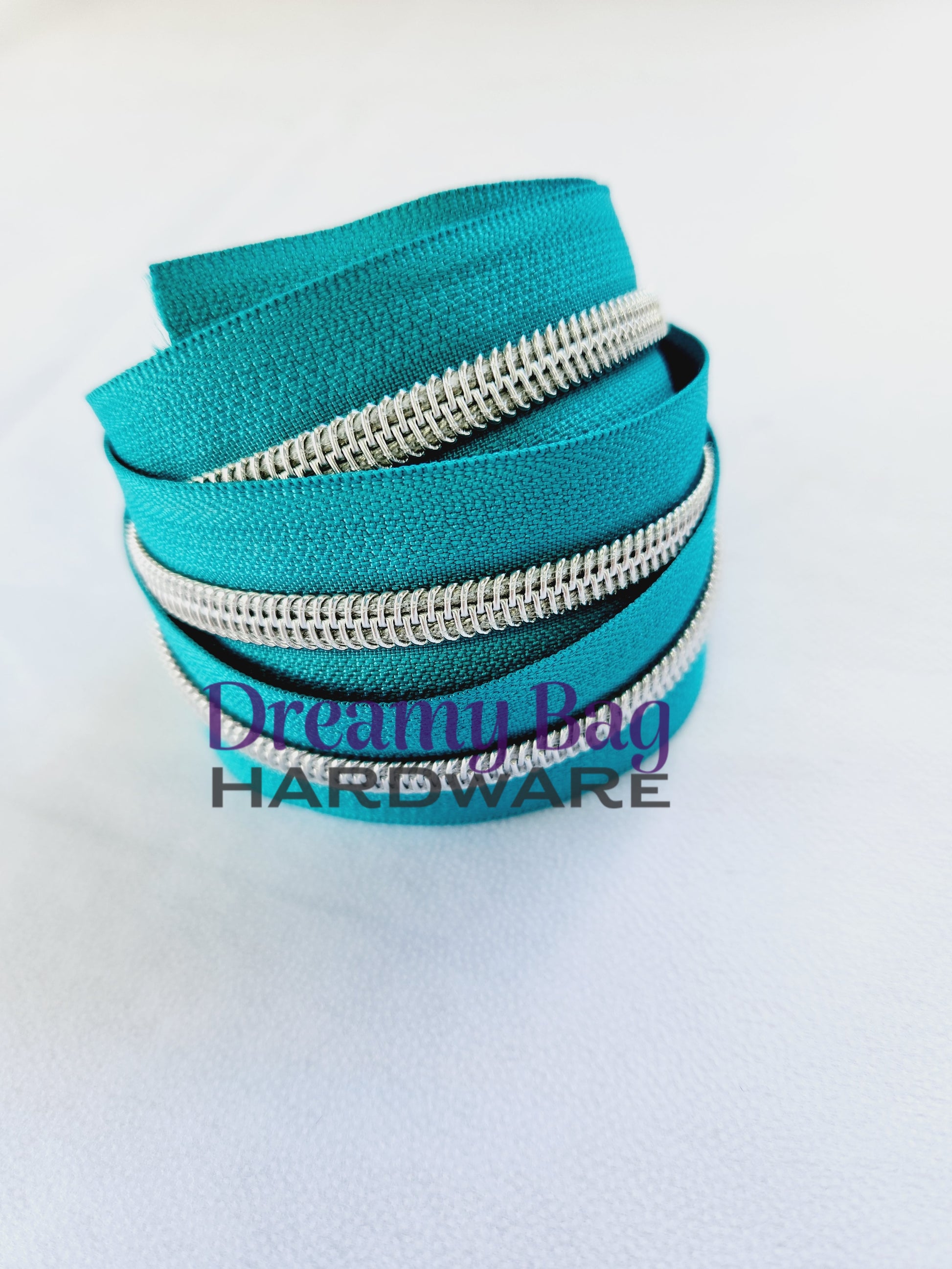 #3 and #5 Zipper Tape Aqua (Dark teal) with coloured nylon teeth