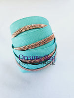 #3 and #5 Zipper Tape Teal with coloured nylon teeth