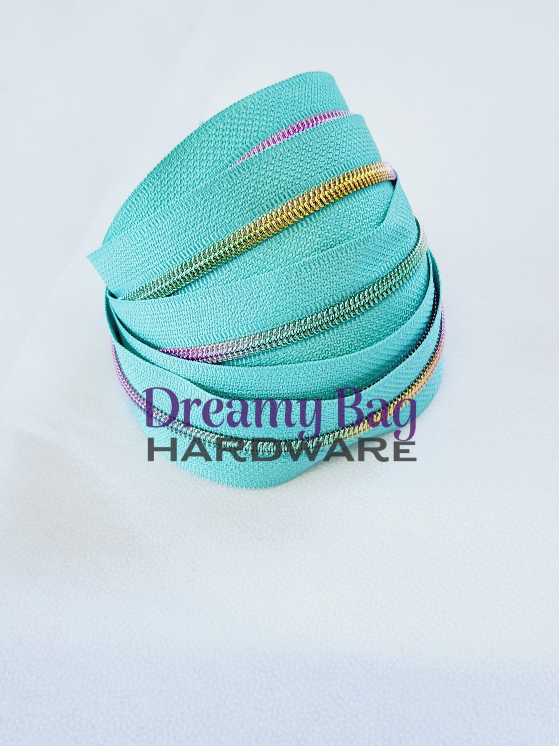 #3 and #5 Zipper Tape Teal with coloured nylon teeth