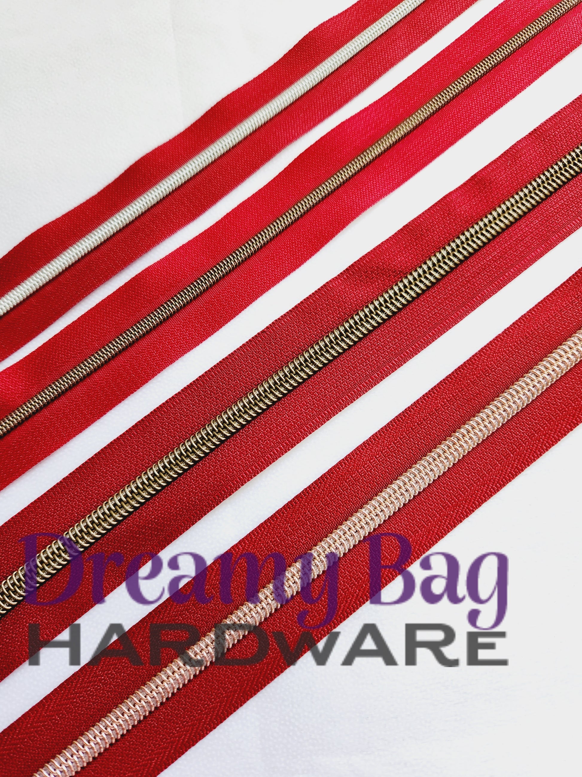#3 and #5 Zipper Tape Burgundy with coloured nylon teeth