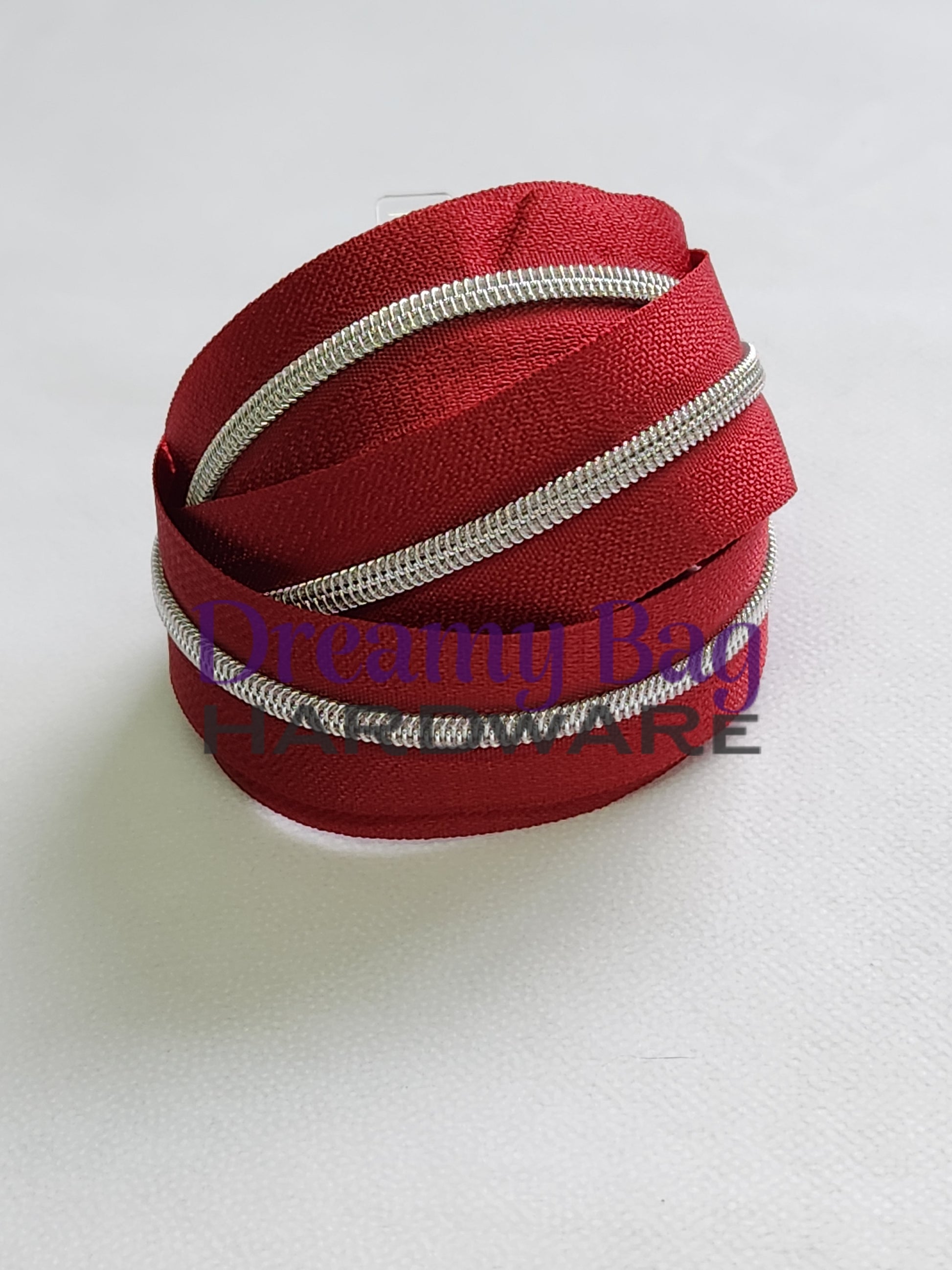 #3 and #5 Zipper Tape Burgundy with coloured nylon teeth