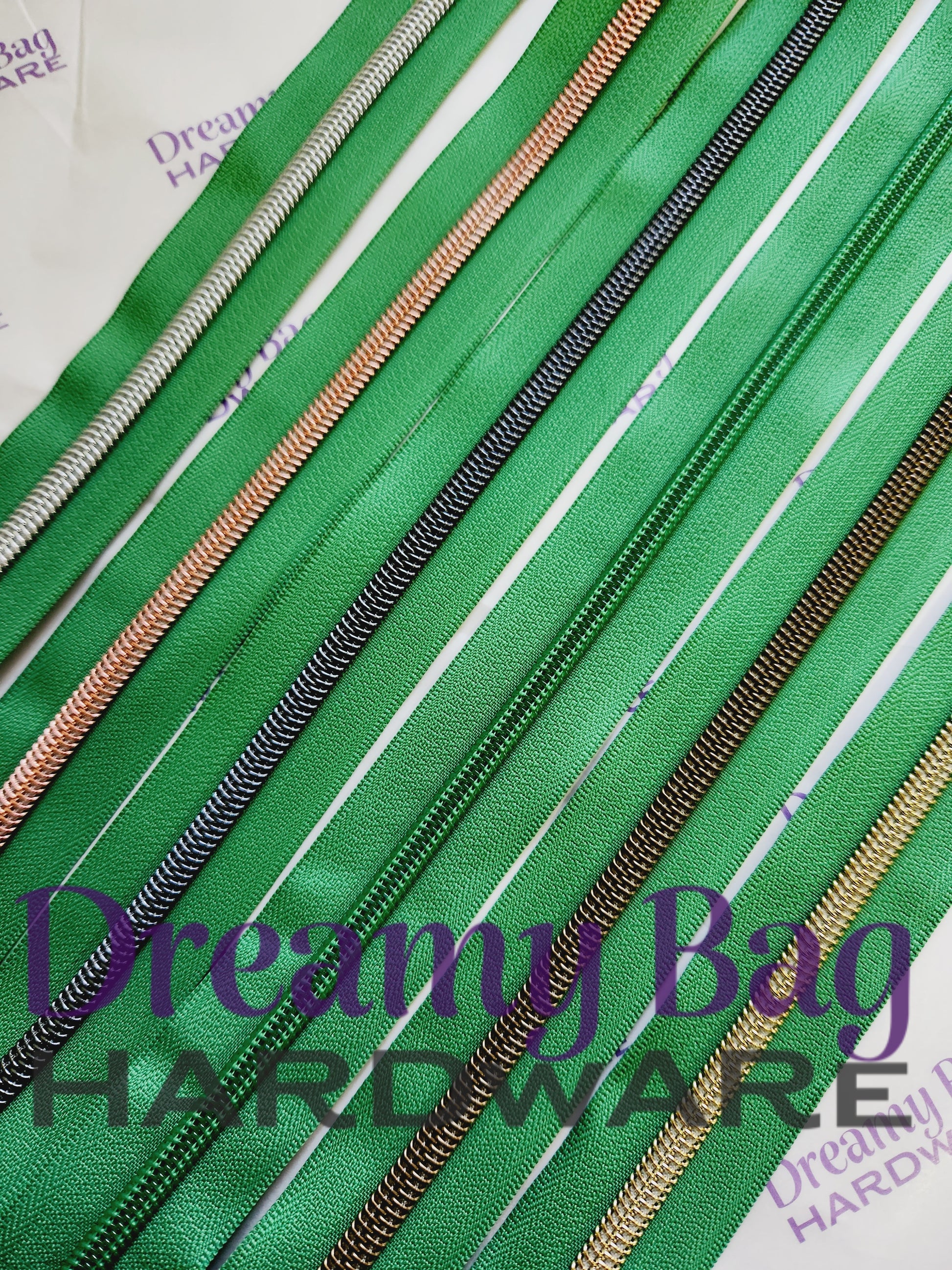 #3 and #5 Zipper Tape Gamer Green with Nylon Teeth