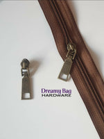 #3 and #5 Zipper Tape Dark Brown (formally brown) with coloured Nylon teeth