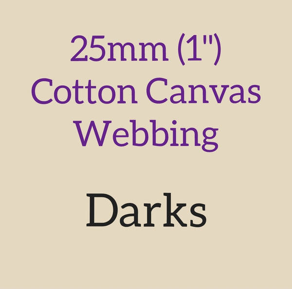 25mm (1") Cotton Canvas Webbing Solid Darks
