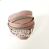 #5 Zipper Tape Light Brown with coloured Nylon teeth