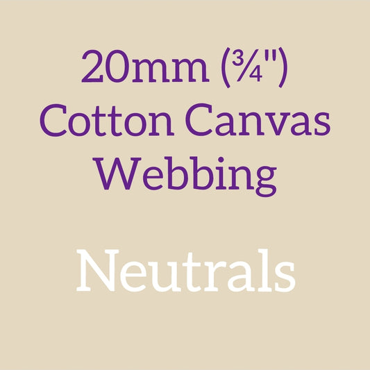 20mm (3/4") Cotton Canvas Webbing Solid Neutrals