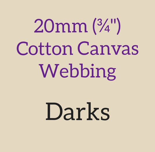 20mm ( 3/4" ) Cotton Canvas Webbing Solid Darks