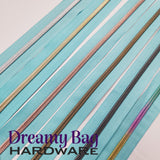 Reißverschlussband Nr. 3 und Nr. 5, blaugrün mit farbigen Nylonzähnen