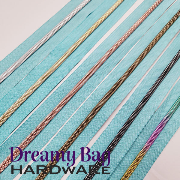 #3 and #5 Zipper Tape Teal with coloured nylon teeth