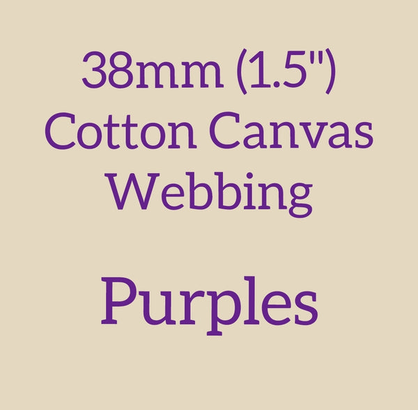 38mm (1.5") Cotton Canvas Webbing Solid Purples
