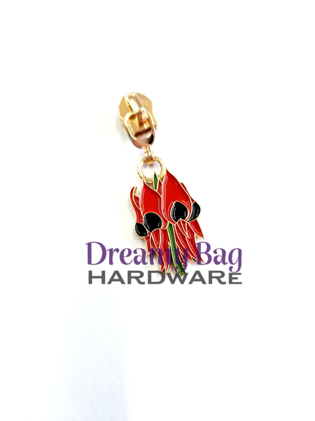 #5 Zipper Pull Sturt Desert Pea ( Custom Design)