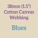 38mm (1.5") Cotton Canvas Webbing Solid Blues