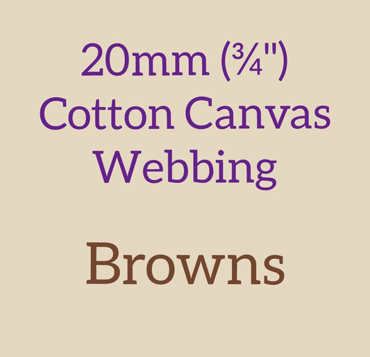 20mm (3/4") Cotton Canvas Webbing Solid Browns