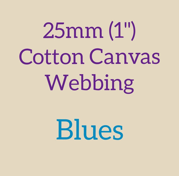 25mm (1") Cotton Canvas Webbing Solid Blues