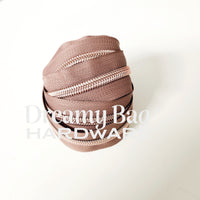 #5 Zipper Tape Light Brown with coloured Nylon teeth