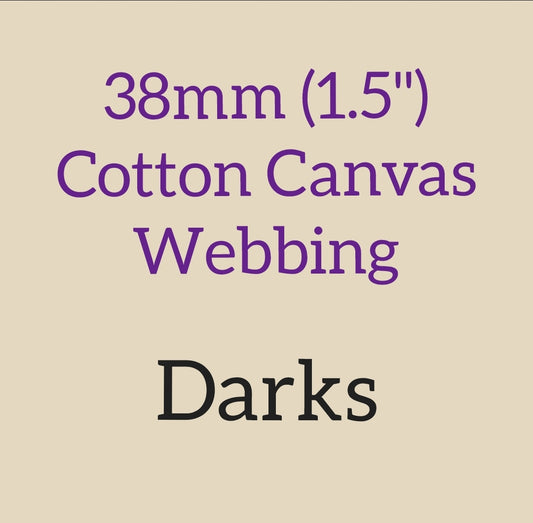 38mm (1.5") Cotton Canvas Webbing Solid Darks