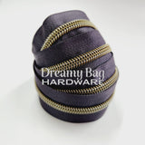 #3 and #5 Zipper Tape Black Plum with nylon teeth