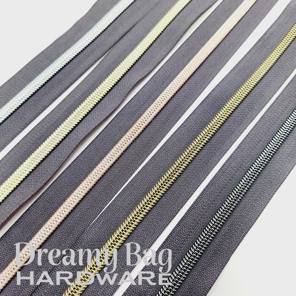 #3 and #5 Zipper Tape Black Plum with nylon teeth