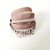 #5 Zipper Tape Light Brown with coloured Nylon teeth