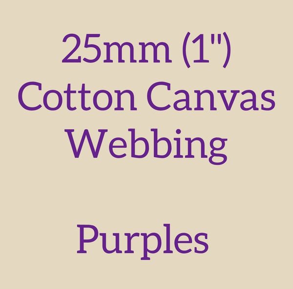 25mm (1") Cotton Canvas Webbing Solid Purples