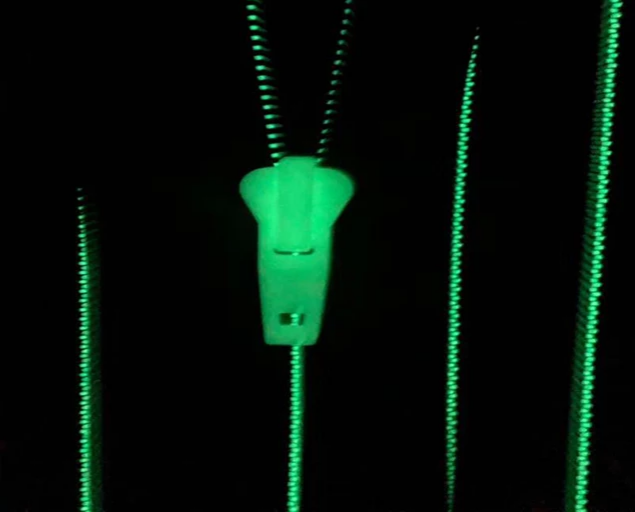 #5 Zipper Tape Glow in the Dark nylon teeth with black tape, Glow it the Dark Zipper Pulls to match
