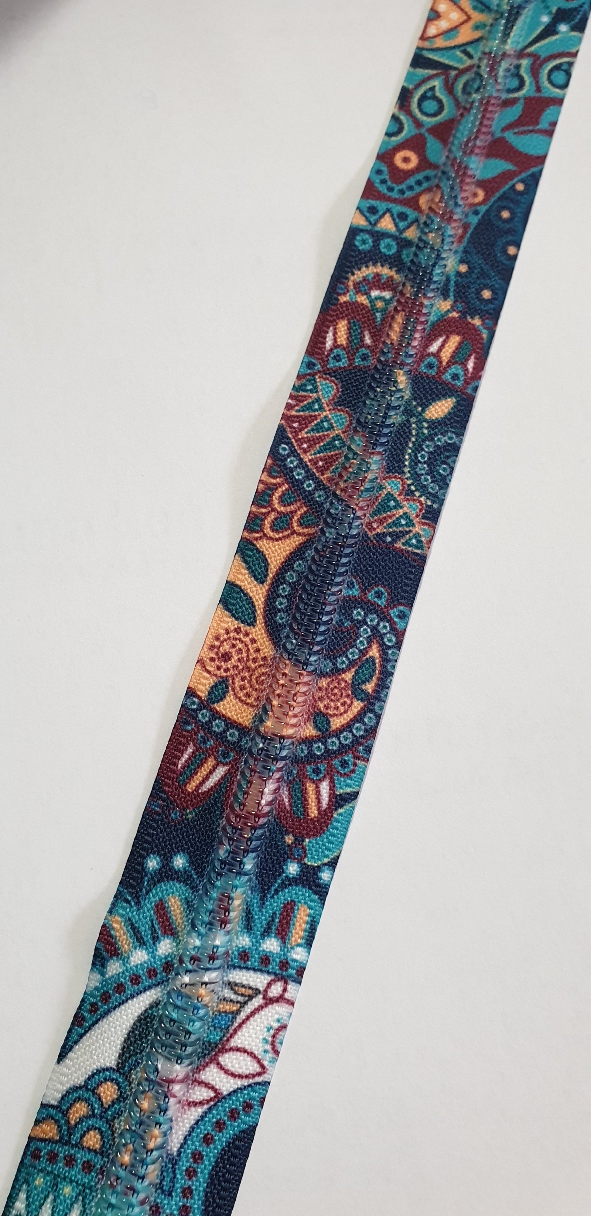 #5 Zipper Tape Blue Boho with nylon teeth