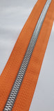 #5 Zipper Tape Bright Orange with Silver nylon teeth